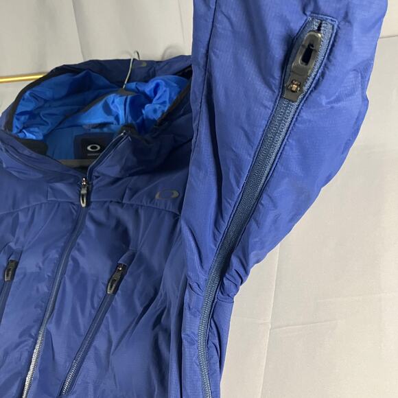 Oakley Jacket Mens Medium Blue Performance Fit Hooded Down Insulated Winter FA18 - Picture 11 of 16